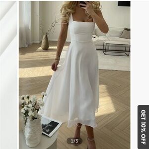 Commense White Midi Dress